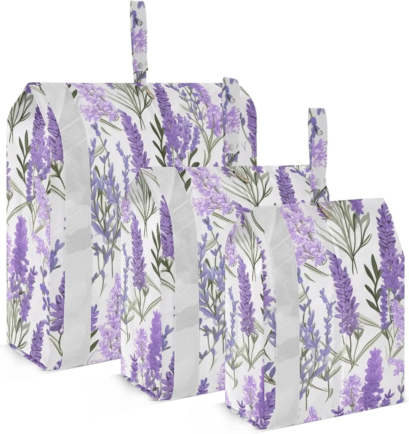 Lavender Flowers Branches Packing Cubes for Travel 3 Set Travel Organizer Bags Luggage Bags for Packing Compression