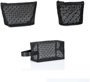 Leadigol Love Heart Mesh Makeup Bag Storage Bag Cute Organizer Case Fashion Toiletry Bag