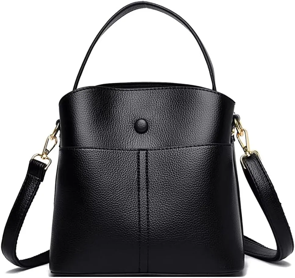 Leather Bucket Bag for Women Casual Shoulder Bag Roomy Crossbody Bag Tote Handbag Top Handle Satchel Handbag Hobo Bag