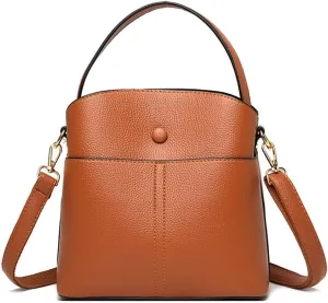 Leather Bucket Bag for Women Casual Shoulder Bag Roomy Crossbody Bag Tote Handbag Top Handle Satchel Handbag Hobo Bag