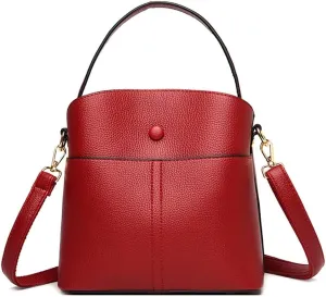 Leather Bucket Bag for Women Casual Shoulder Bag Roomy Crossbody Bag Tote Handbag Top Handle Satchel Handbag Hobo Bag