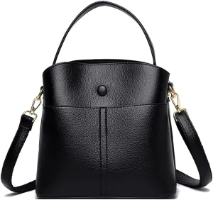 Leather Bucket Bag for Women Casual Shoulder Bag Roomy Crossbody Bag Tote Handbag Top Handle Satchel Handbag Hobo Bag