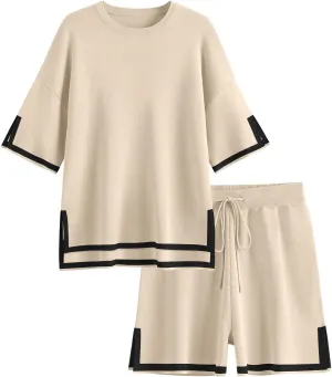 LILLUSORY 2 Piece Sets for Women Summer 2025 Two Piece Matching Lounge Sets Short Casual Outfits Cute Vacation Clothes