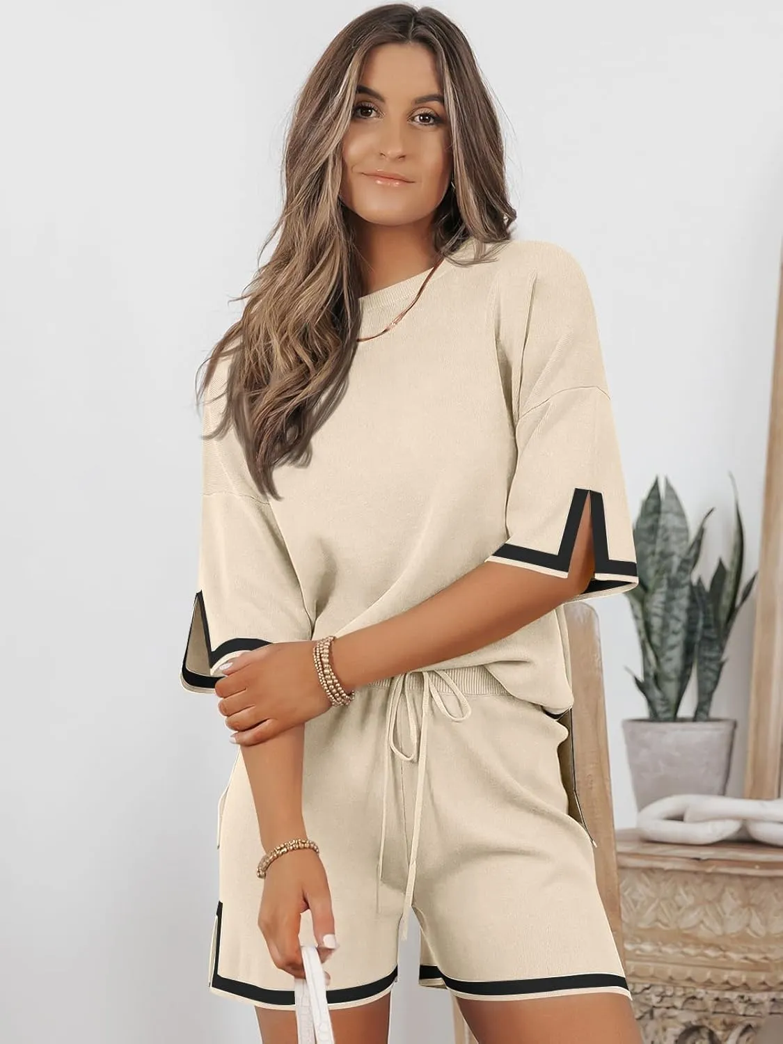 LILLUSORY 2 Piece Sets for Women Summer 2025 Two Piece Matching Lounge Sets Short Casual Outfits Cute Vacation Clothes