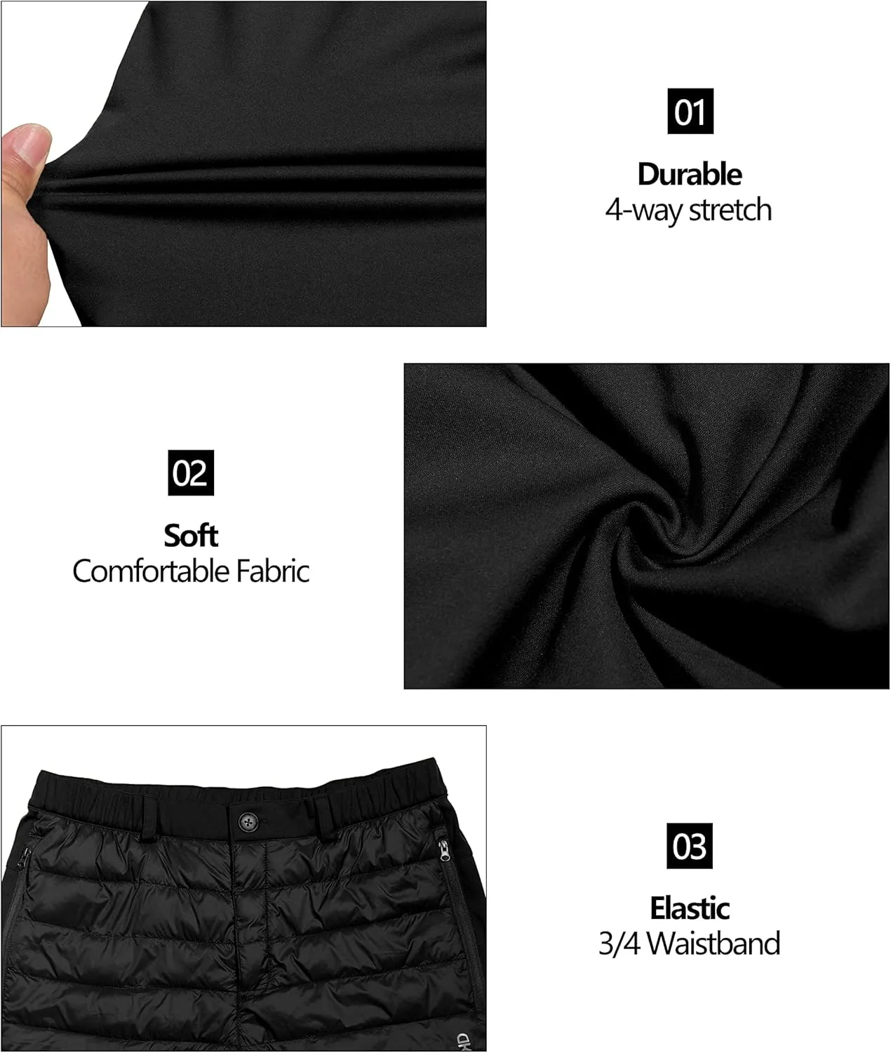 Little Donkey Andy Men's Puffer Pants Warm Fleece Lined Quilted Insulation Snow Ski Pants