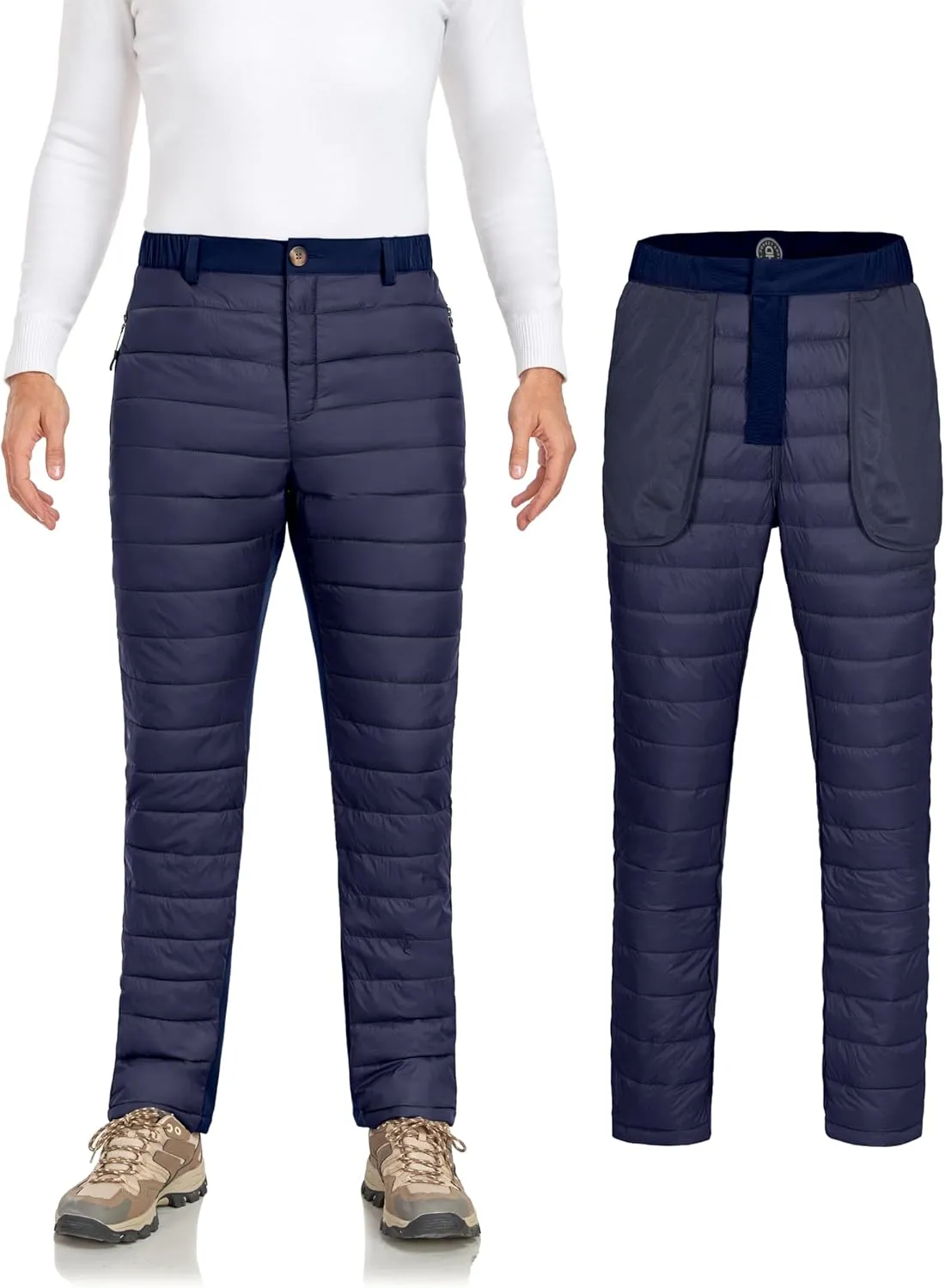 Little Donkey Andy Men's Puffer Pants Warm Fleece Lined Quilted Insulation Snow Ski Pants