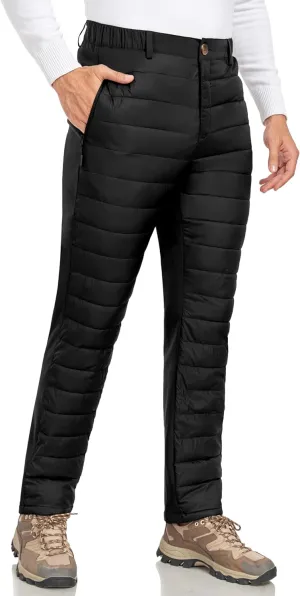 Little Donkey Andy Men's Puffer Pants Warm Fleece Lined Quilted Insulation Snow Ski Pants