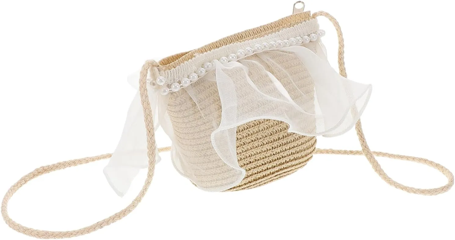 Little Straw Beach Bag Woven Purse with Spacious Storage for Outdoor Activities Durable and Versatile Crossbody Bag for Cute Beaded Design for Everyday Use