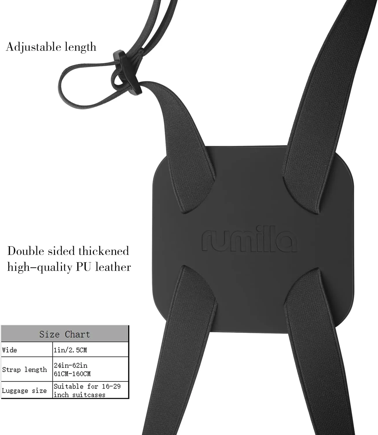 Luggage Straps Bag Bungees for Add a Bag Easy to Travel Suitcase Elastic Strap Belt (Black Luggage strap-1PCS)