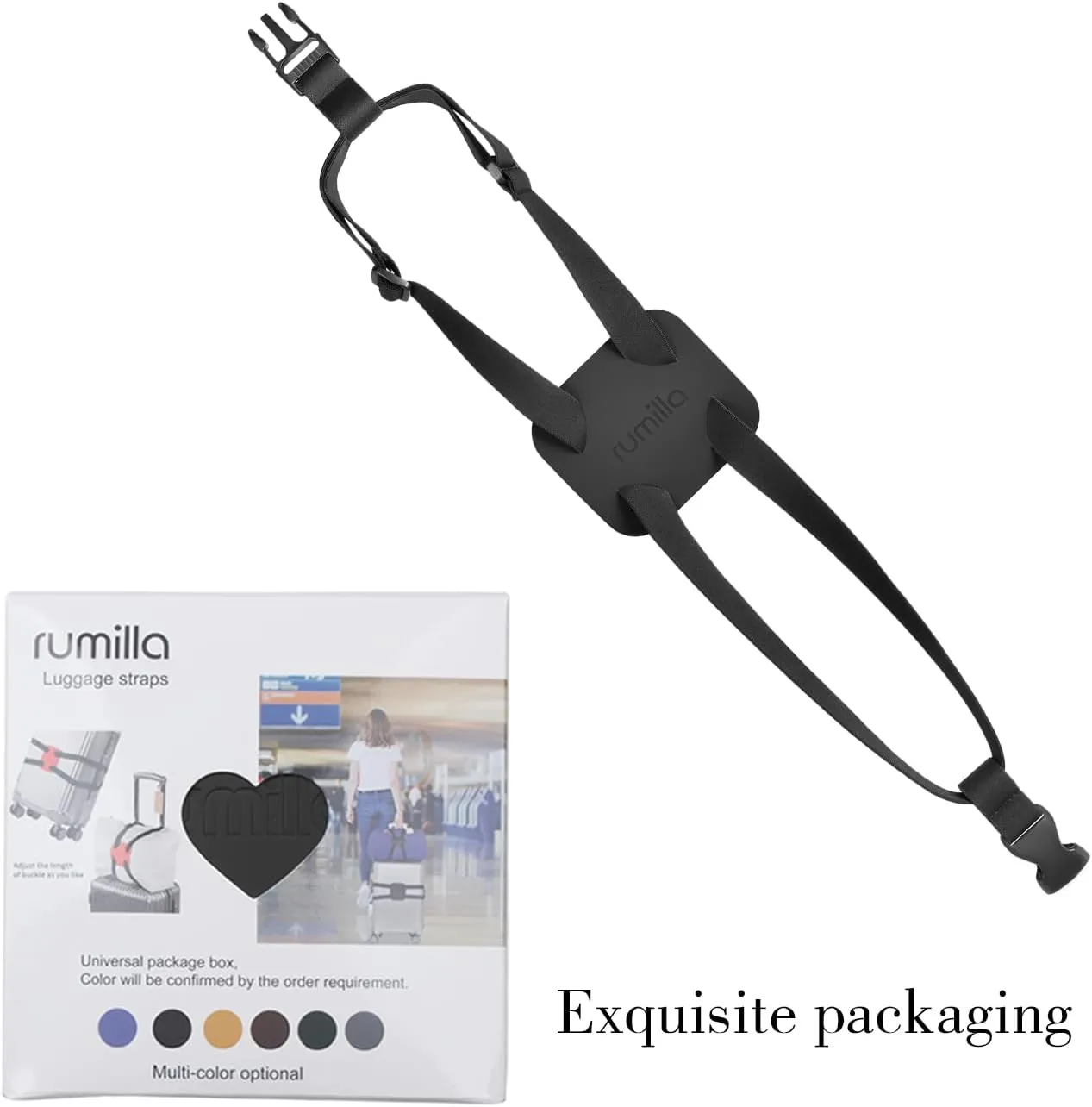 Luggage Straps Bag Bungees for Add a Bag Easy to Travel Suitcase Elastic Strap Belt (Black Luggage strap-1PCS)