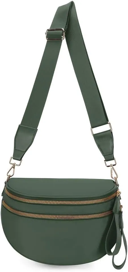Lushandy Nylon Crossbody Bags for Women, Bum Bag Large Crossbody Purse Lightweight Shoulder Bag Casual Hobo Bag for Travel