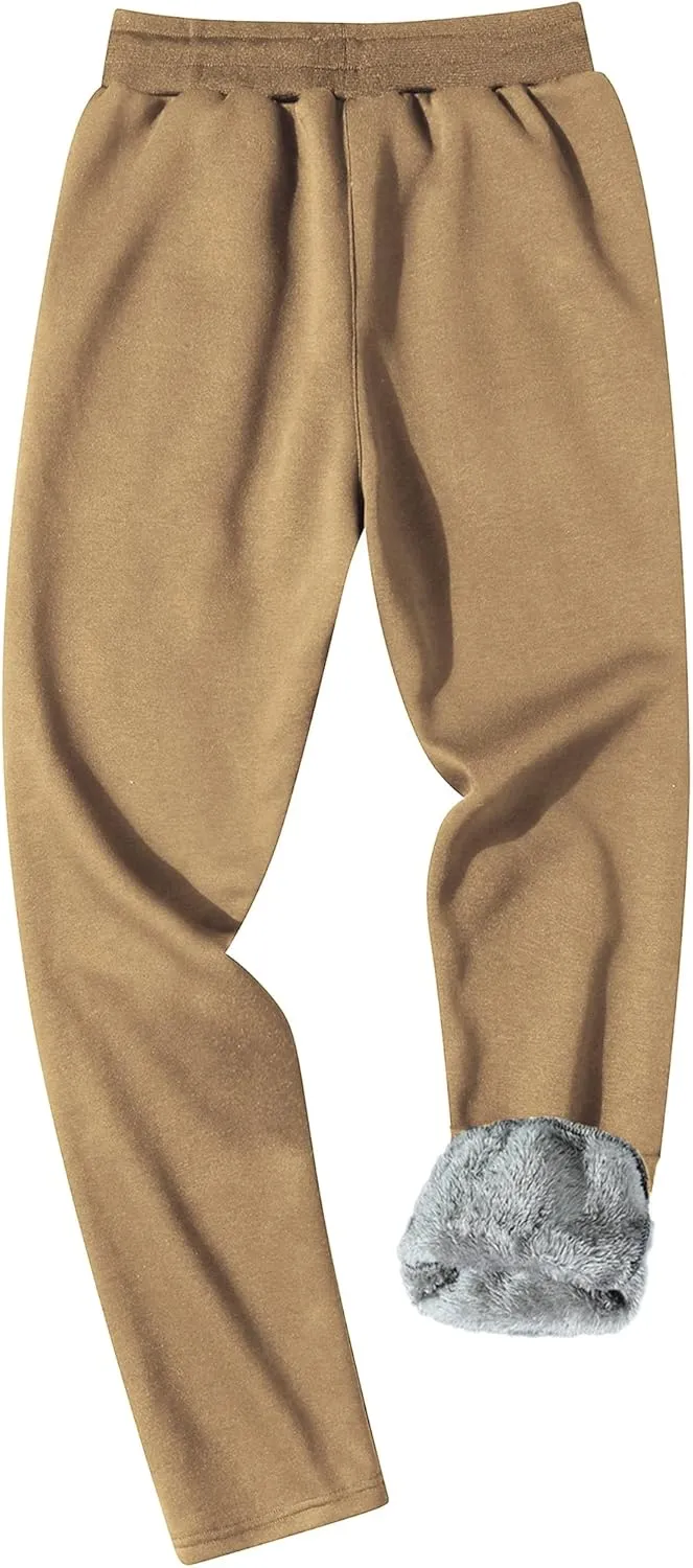 MACHLAB Men's Winter Fleece Joggers Pants Sherpa Lined Sweatpants Warm Thick Track Pants