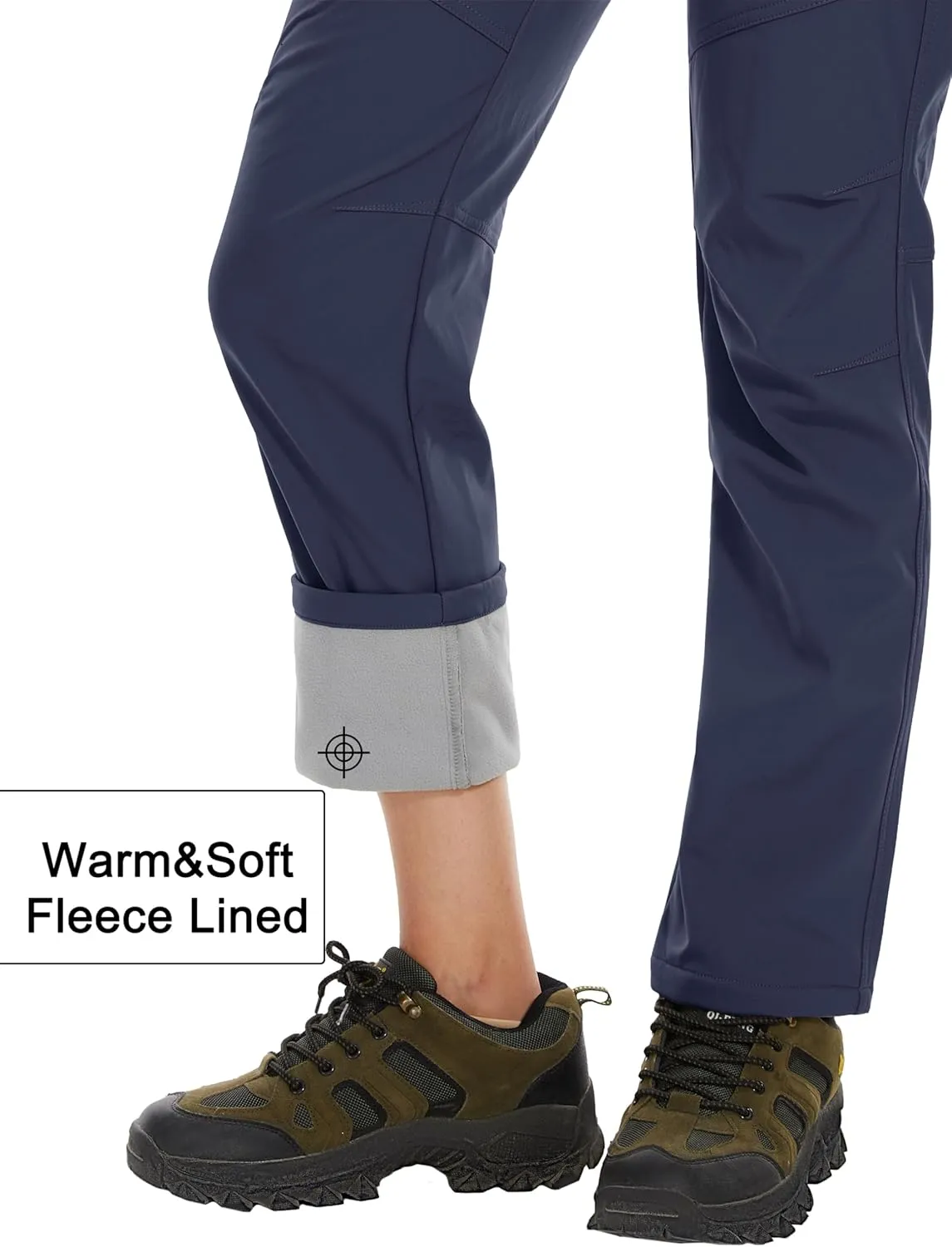 MAGCOMSEN Women's Fleece Lined Waterproof Insulated Softshell Pants Outdoor Snow Ski Pants Winter Warm Hiking Pants