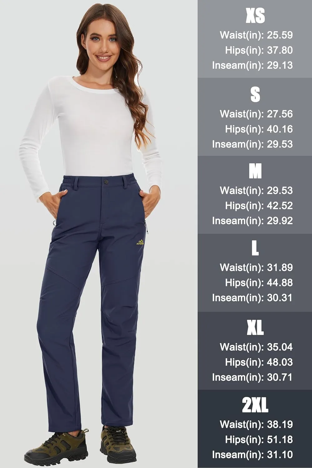 MAGCOMSEN Women's Fleece Lined Waterproof Insulated Softshell Pants Outdoor Snow Ski Pants Winter Warm Hiking Pants