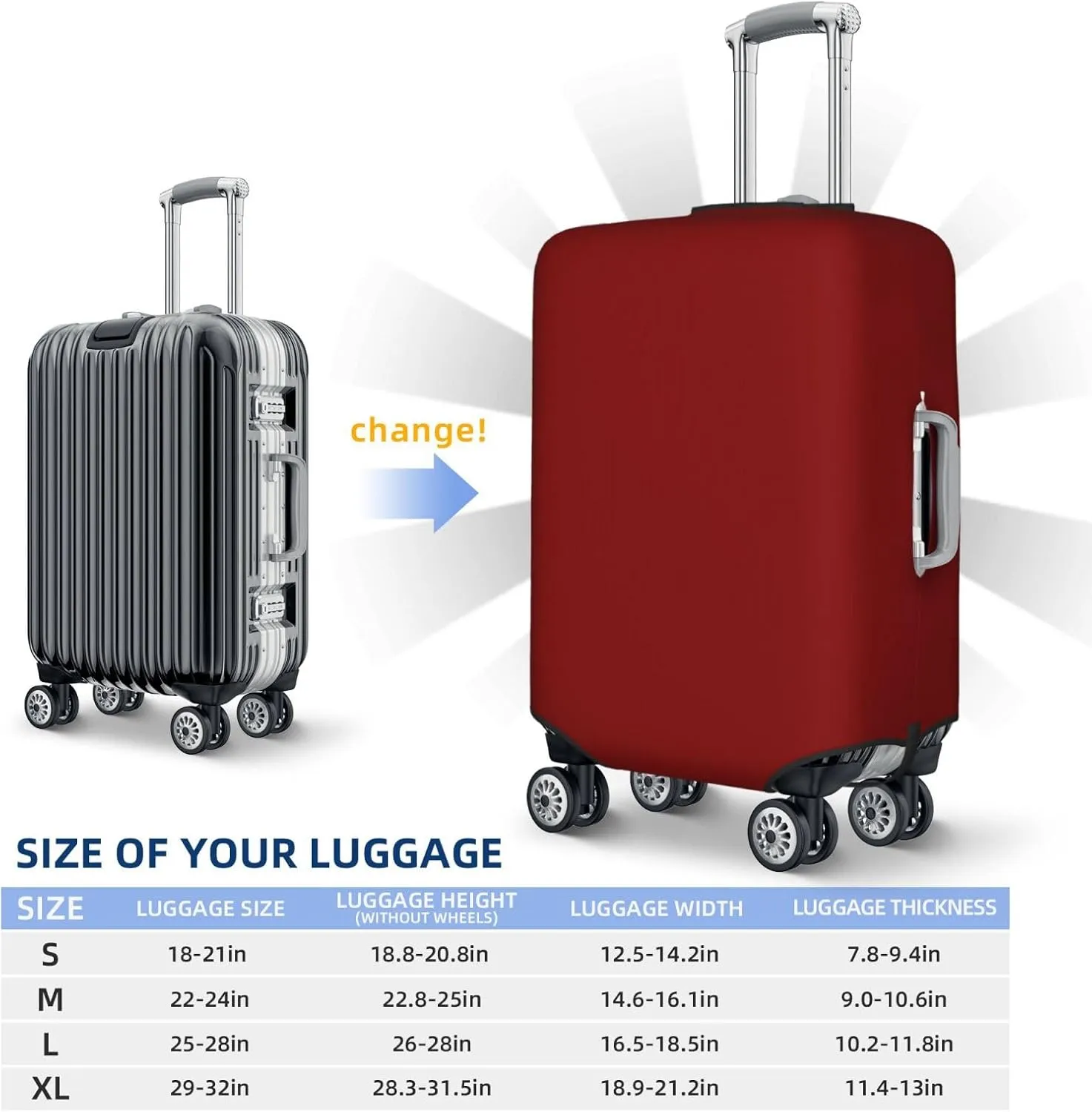 Maroon Luggage Cover,Washable Suitcase Covers Fashion Luggage Covers,Anti-Scratch Suitcase Protector Cover