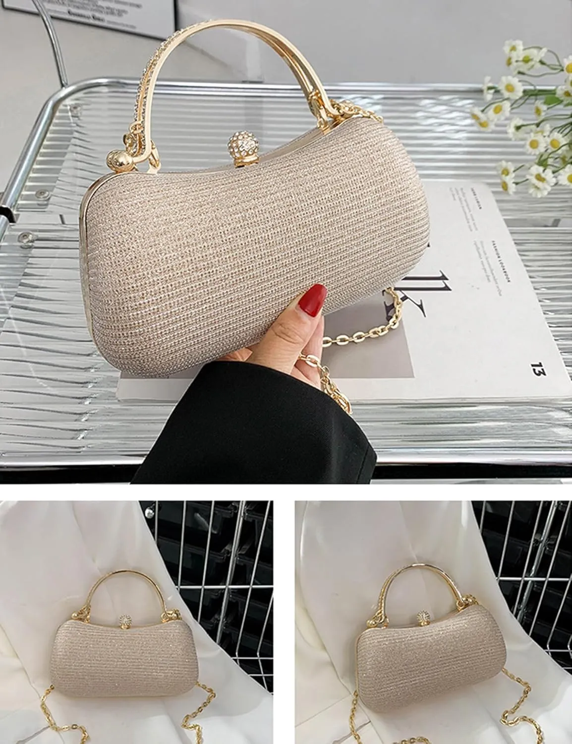 meilun Women's Rhinestone Clutch Evening Bags Sparkly Glitter Party Clutches Wedding Purses Cocktail Prom Satchel Handbags