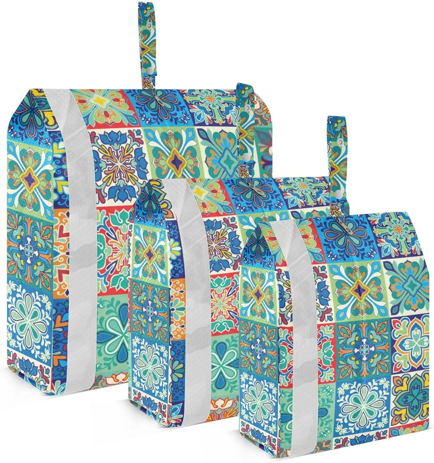 Mexican Talavera Packing Cubes Set of 3, Lightweight Travel Luggage Organizers Foldable Bags for Easy Packing and Organization