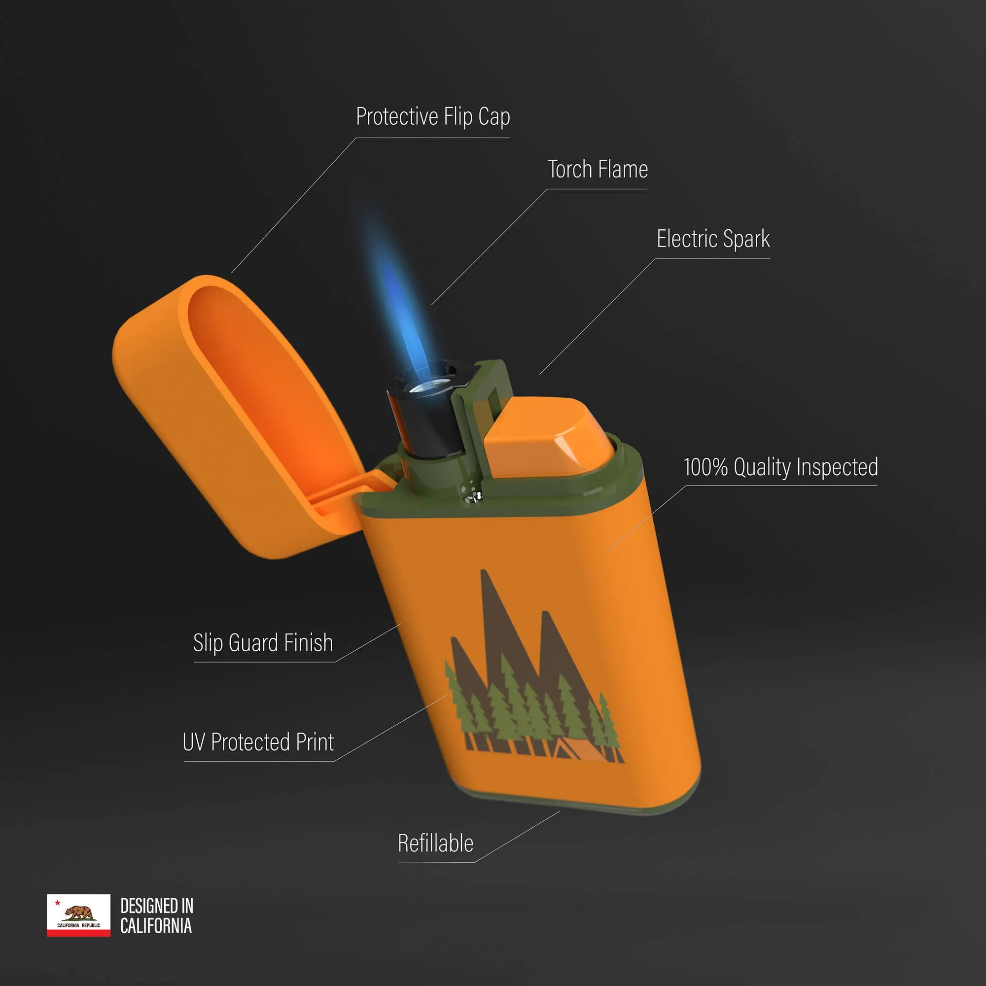 MK Lighter Outdoor Series, Camper E Pocket Lighter Torch Flame  :: Set 2 Pack