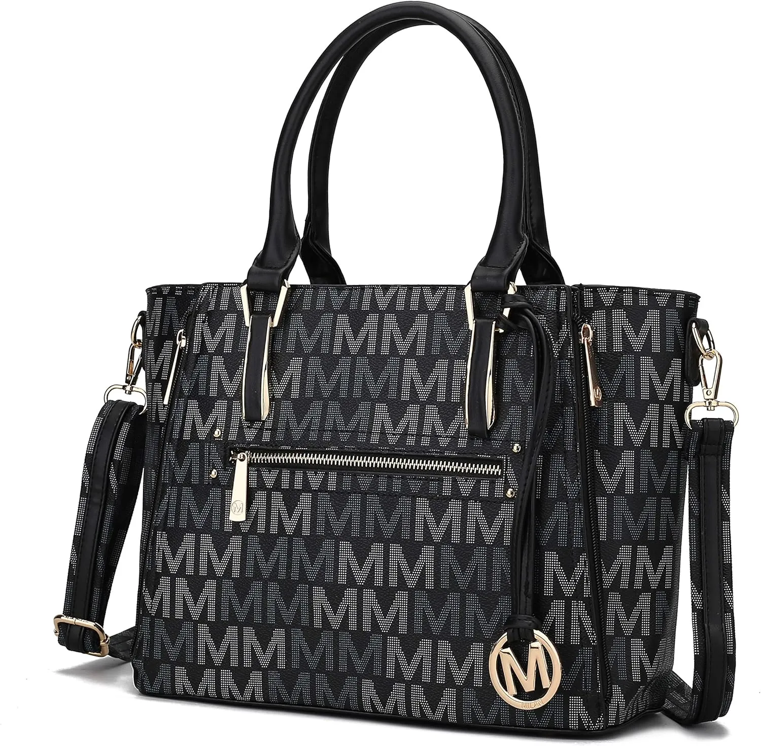 MKF Crossbody Shoulder Bag for Women  PU Leather Top Handle Pocketbook  Roomy Tote Satchel Handbag Purse M Charm