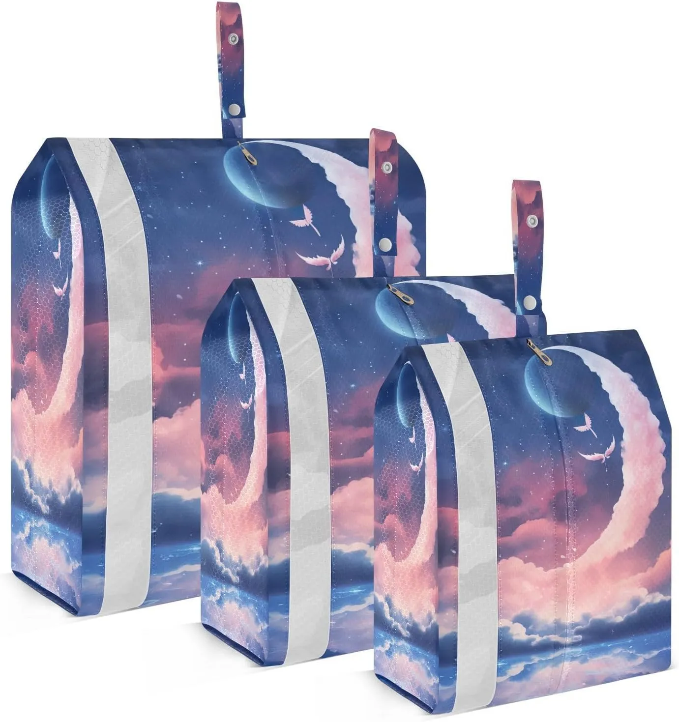 Moon Sky Cloud Packing Cubes for Travel 3 Set Travel Organizer Bags Luggage Bags for Packing Compression