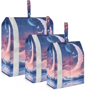 Moon Sky Cloud Packing Cubes for Travel 3 Set Travel Organizer Bags Luggage Bags for Packing Compression