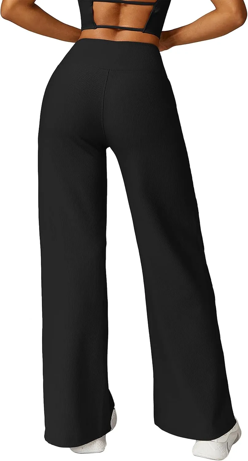 MOOSLOVER Women Wide Leg Yoga Lounge Pants High Waisted Casual Pants Comfy Stretchy Loose Pants