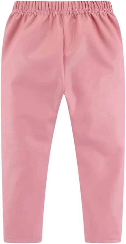 Mud Kingdom Little Girls Warm Pants Faux Leather Fleece Lined