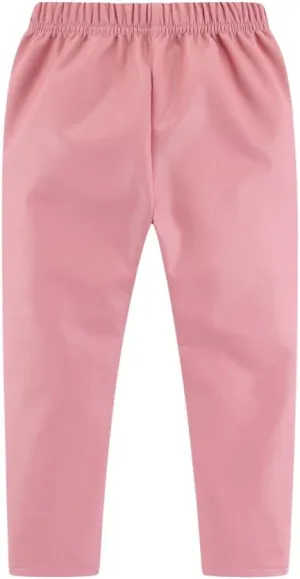 Mud Kingdom Little Girls Warm Pants Faux Leather Fleece Lined