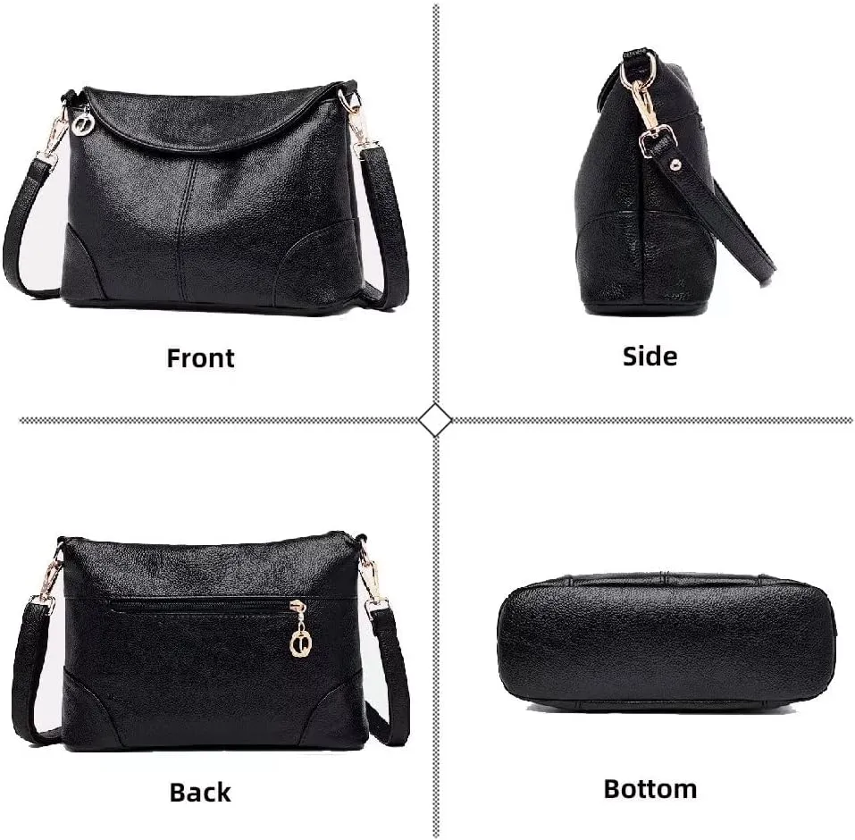 Mudono Crossbody Bag for Women Shoulder Hobo Purse Roomy Leather Handbag Multi Pockets Messenger Satchel