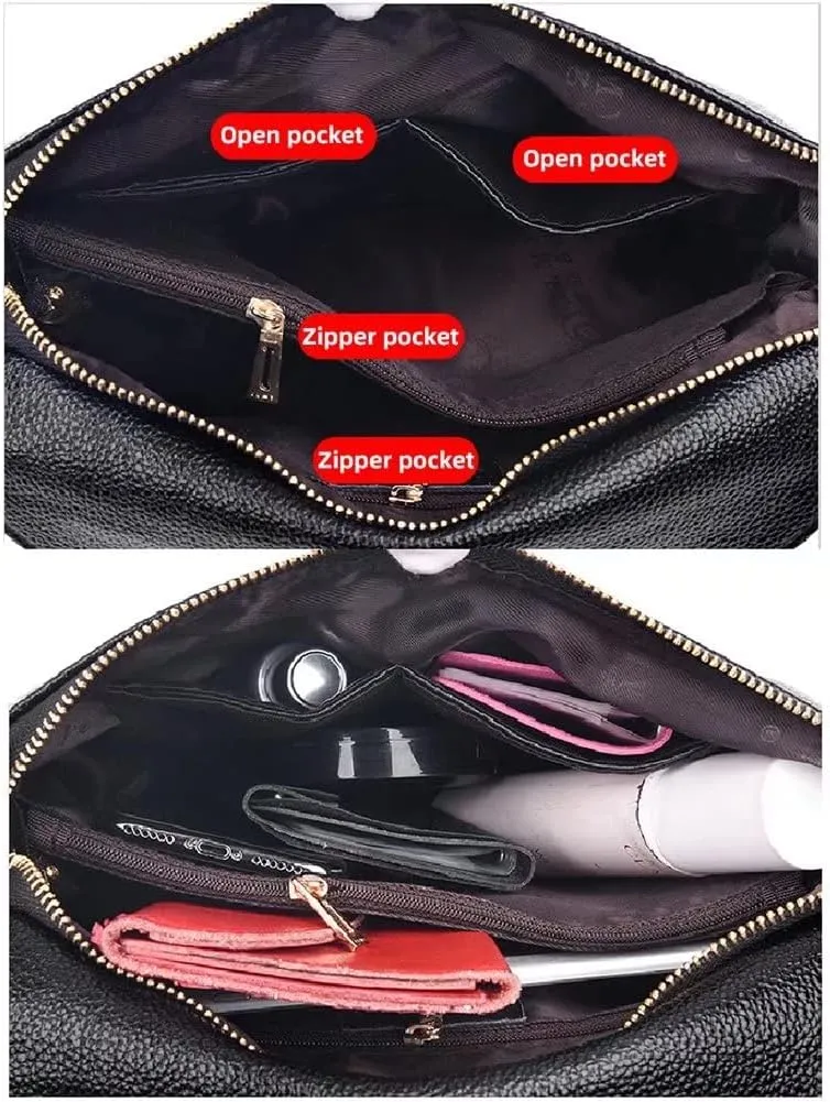 Mudono Crossbody Bag for Women Shoulder Hobo Purse Roomy Leather Handbag Multi Pockets Messenger Satchel