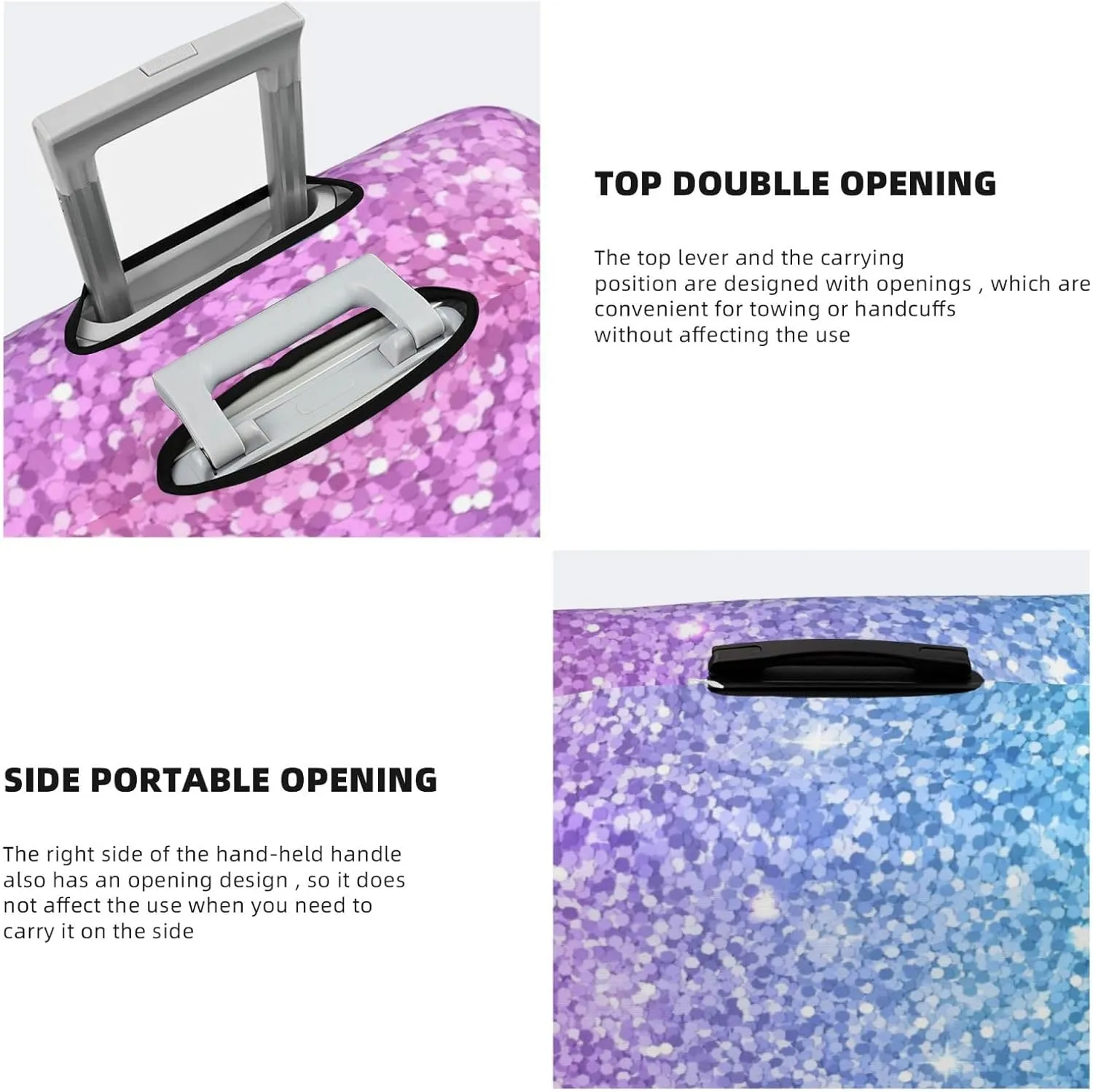 Multicolor Glitter Luggage Cover,Washable Suitcase Covers Fashion Luggage Covers,Anti-Scratch Suitcase Protector Cover