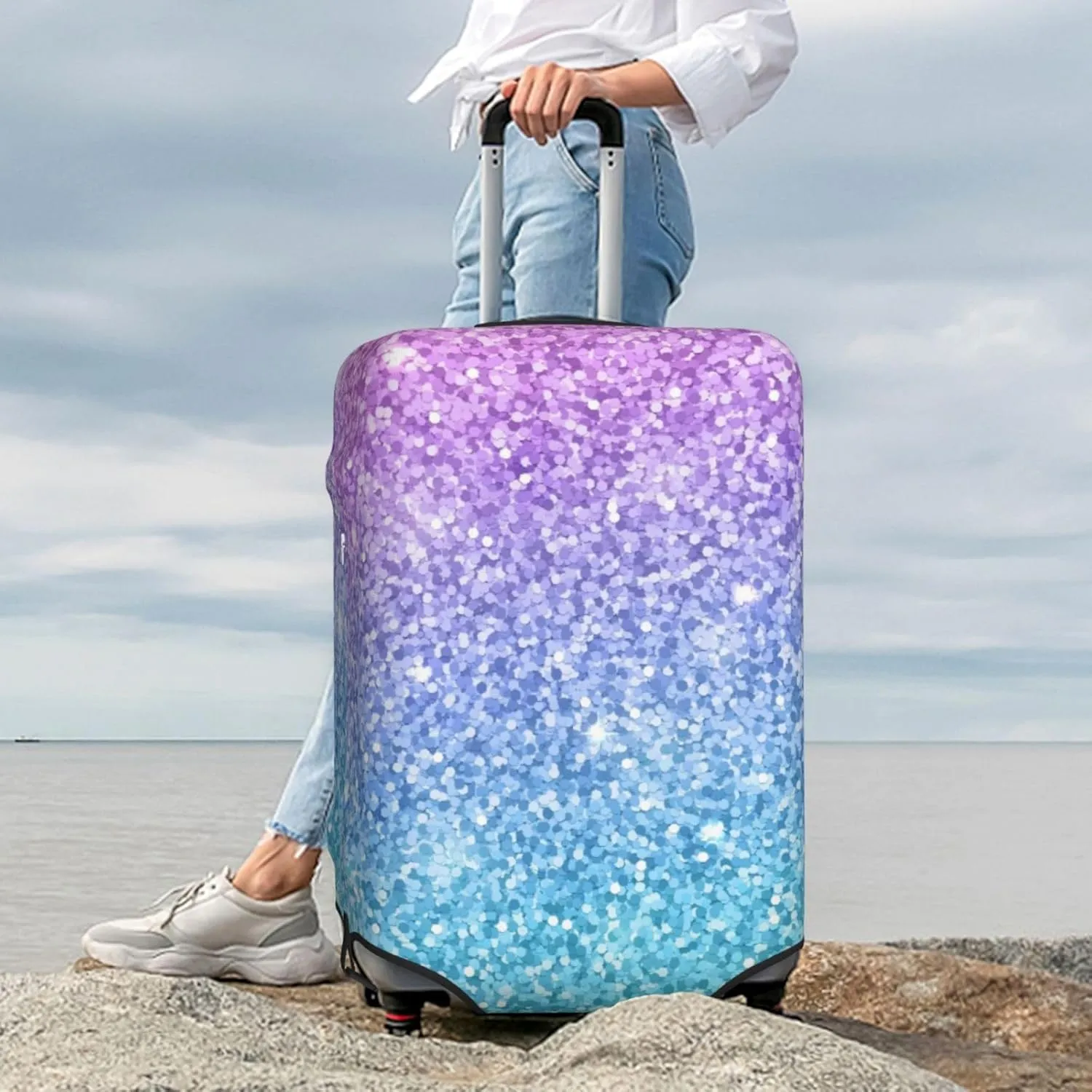 Multicolor Glitter Luggage Cover,Washable Suitcase Covers Fashion Luggage Covers,Anti-Scratch Suitcase Protector Cover