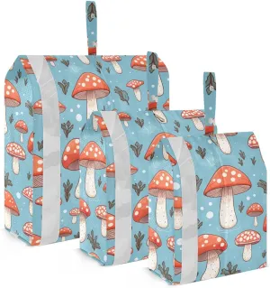 Mushroom Leaves Plant Packing Cubes for Travel 3 Set Compression Packing Bags Luggage Organizer Bags for Packing Compression