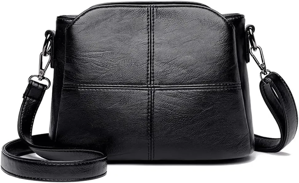 MWANG Women's Bags Retro Design Crossbody Bag Trend PU Leather Bucket Shoulder Bags Small Handbags(D)