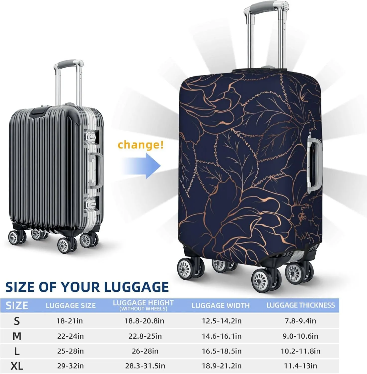 Navy Dark Blue Luggage Cover,Washable Suitcase Covers Fashion Luggage Covers,Anti-Scratch Suitcase Protector Cover