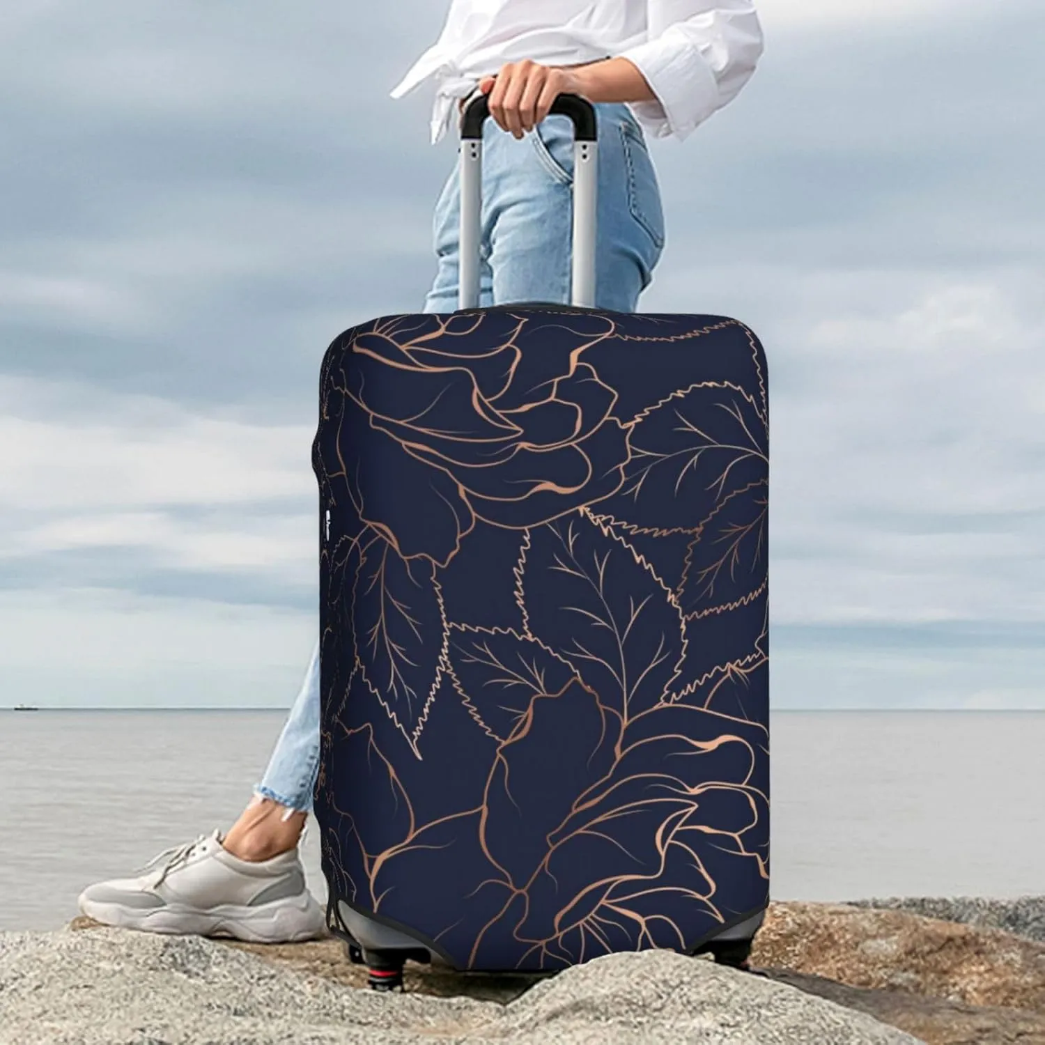Navy Dark Blue Luggage Cover,Washable Suitcase Covers Fashion Luggage Covers,Anti-Scratch Suitcase Protector Cover