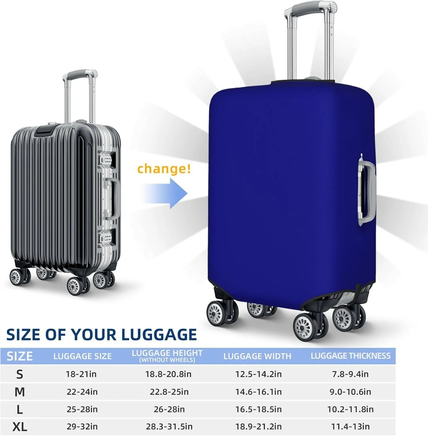 Navy Luggage Cover,Washable Suitcase Covers Fashion Luggage Covers,Anti-Scratch Suitcase Protector Cover