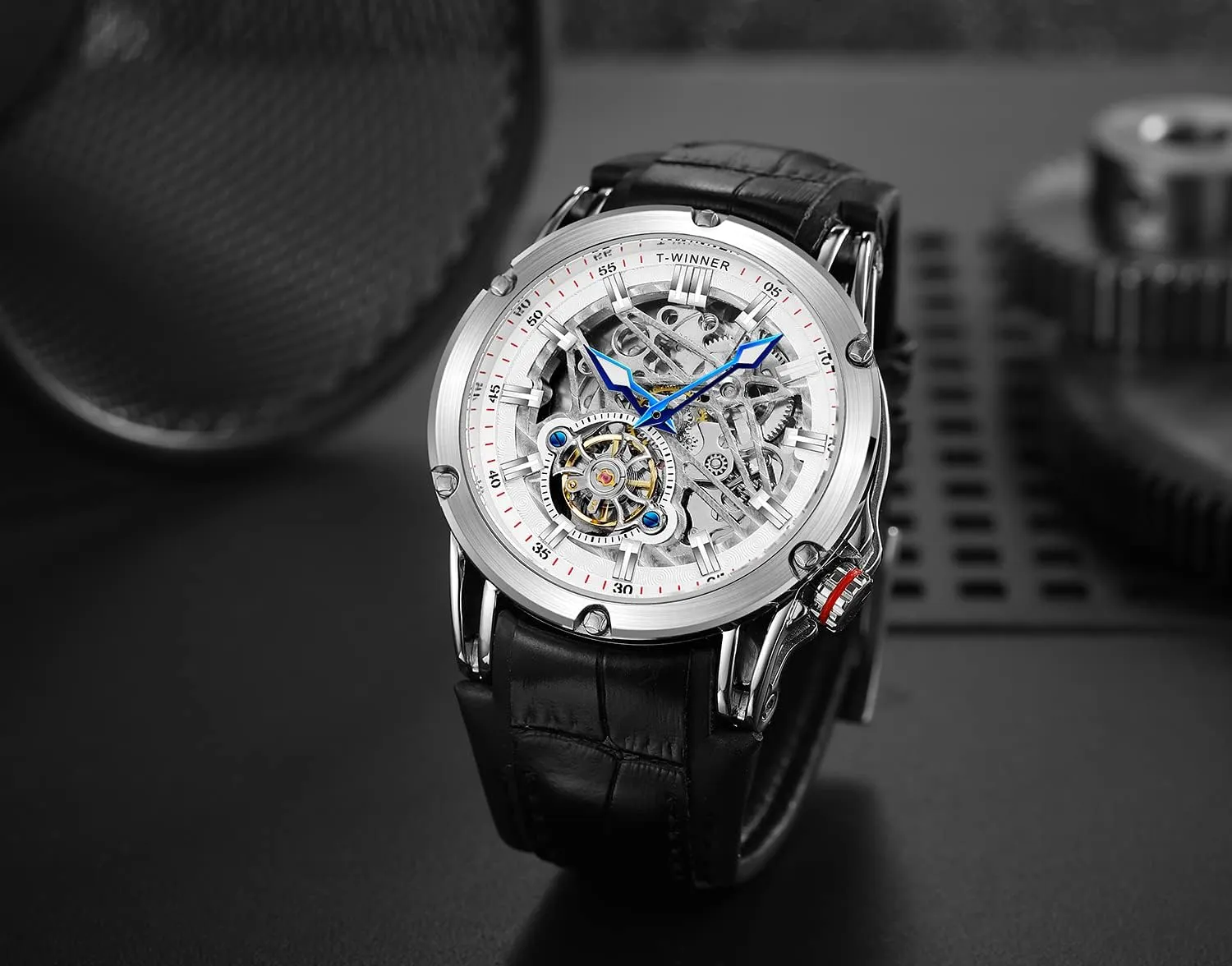 New Automatic Men Big Face Watch Powerful Exotic TOURBILLON Skeleton Wrist Watch