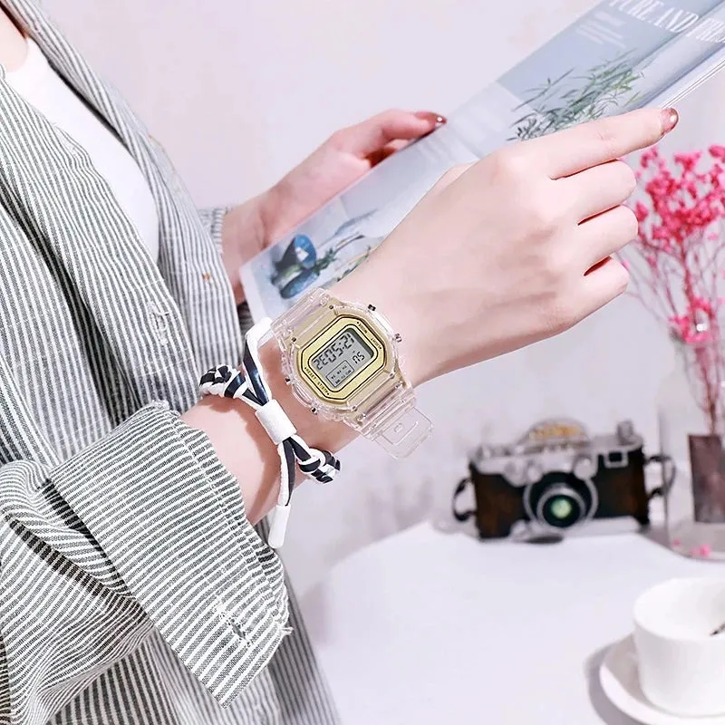New Fashion Transparent Digital Watch Square Women Watches Sports Electronic Wrist Watch Reloj Mujer Clock Dropshipping