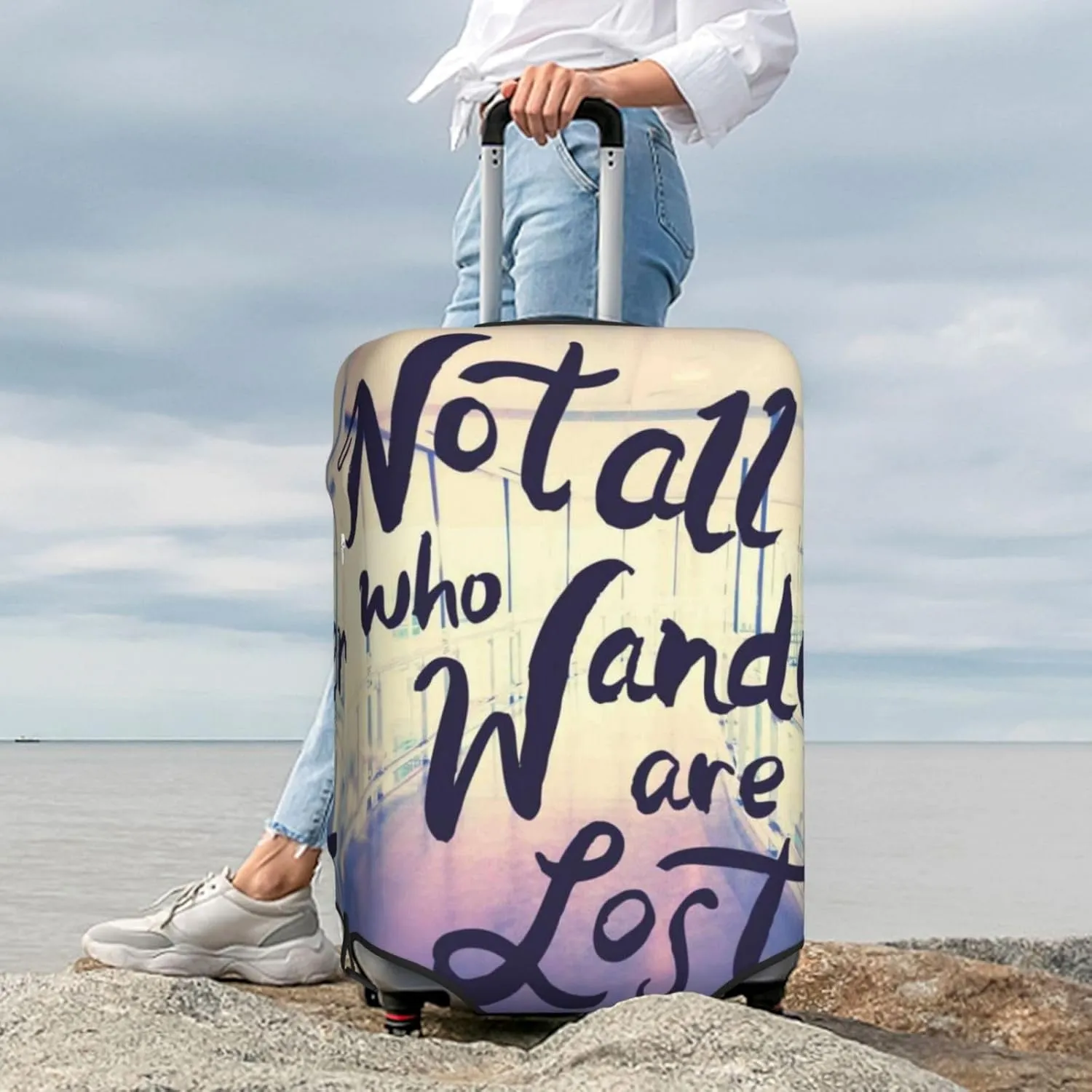 Not All Those Who Wander Are Lost Luggage Cover,Washable Suitcase Covers Fashion Luggage Covers,Anti-Scratch Suitcase Protector Cover