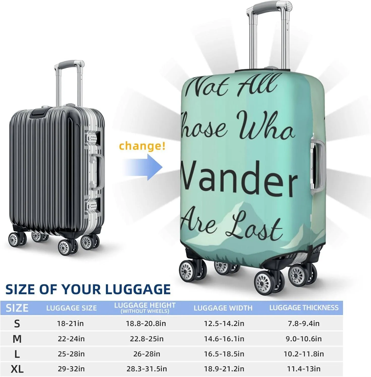 Not All Those Who Wander Are Lost1 Luggage Cover,Washable Suitcase Covers Fashion Luggage Covers,Anti-Scratch Suitcase Protector Cover