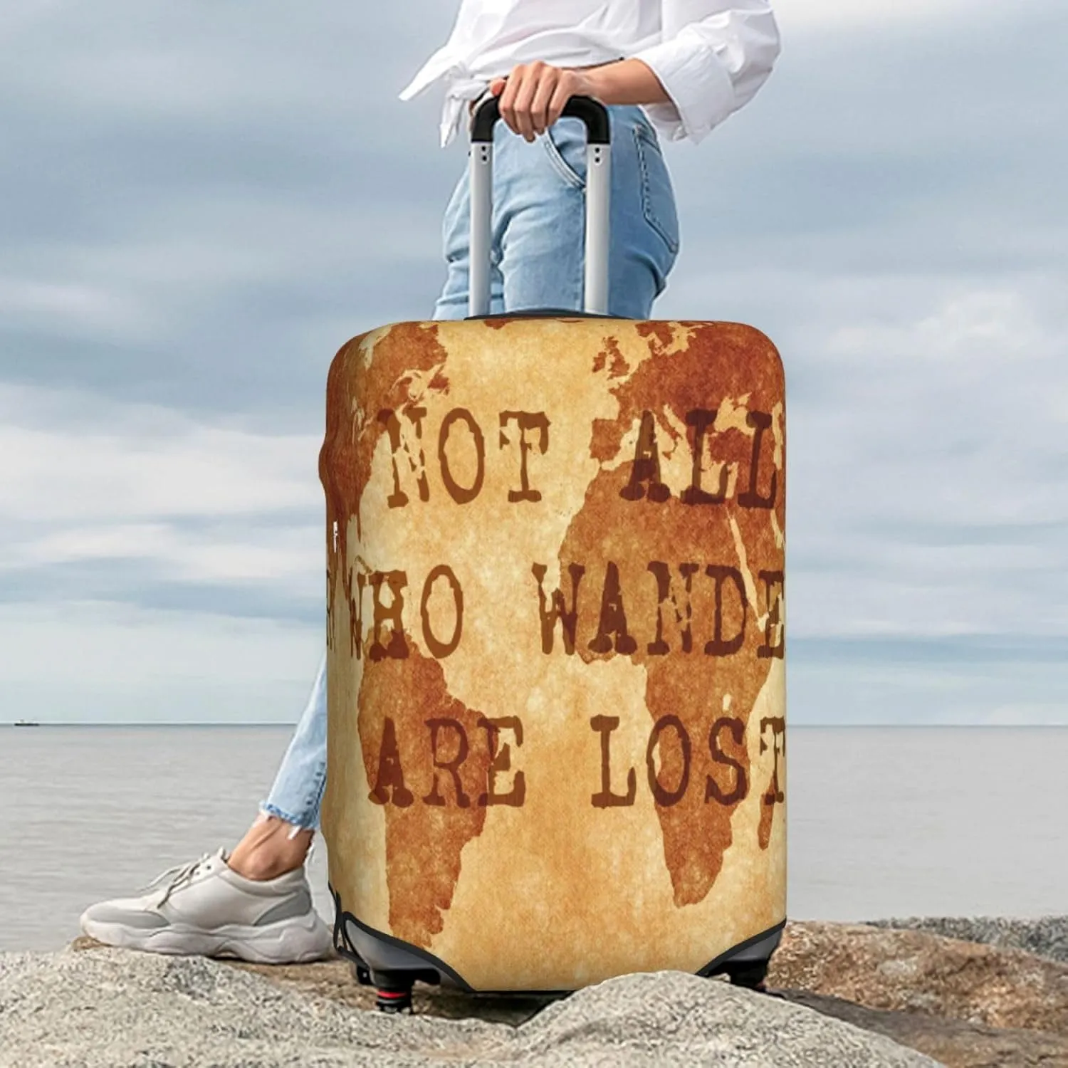 Not All Those Who Wander Are Lost2 Luggage Cover,Washable Suitcase Covers Fashion Luggage Covers,Anti-Scratch Suitcase Protector Cover