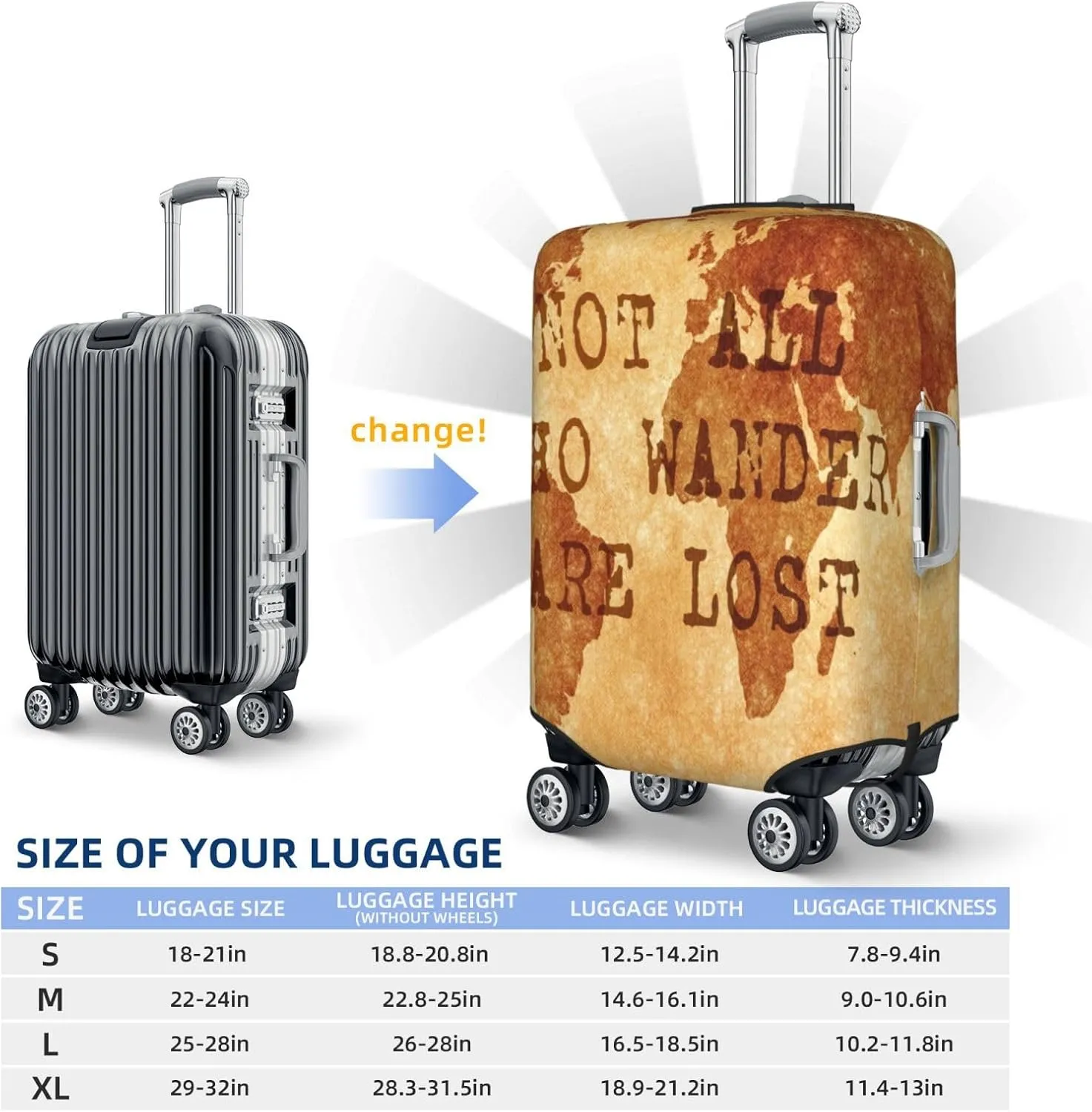 Not All Those Who Wander Are Lost2 Luggage Cover,Washable Suitcase Covers Fashion Luggage Covers,Anti-Scratch Suitcase Protector Cover