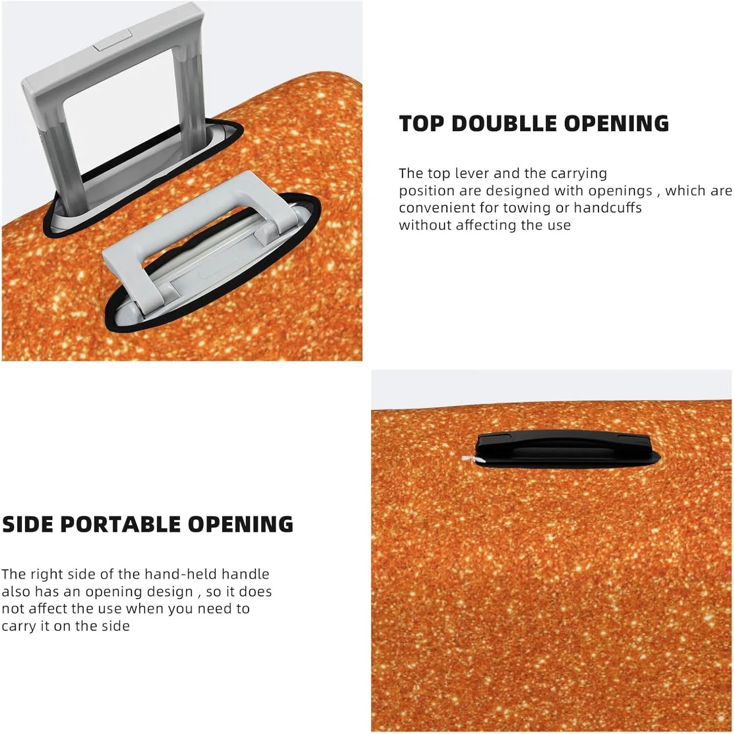 Orange Glitter Luggage Cover,Washable Suitcase Covers Fashion Luggage Covers,Anti-Scratch Suitcase Protector Cover