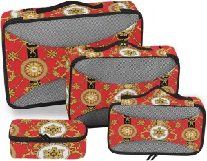 Packing Cubes for Suitcases Set of 4 Suitcase Organizer Bags Packing Cubes for Travel Women Packing Cube Elegant Arabesques and Chains