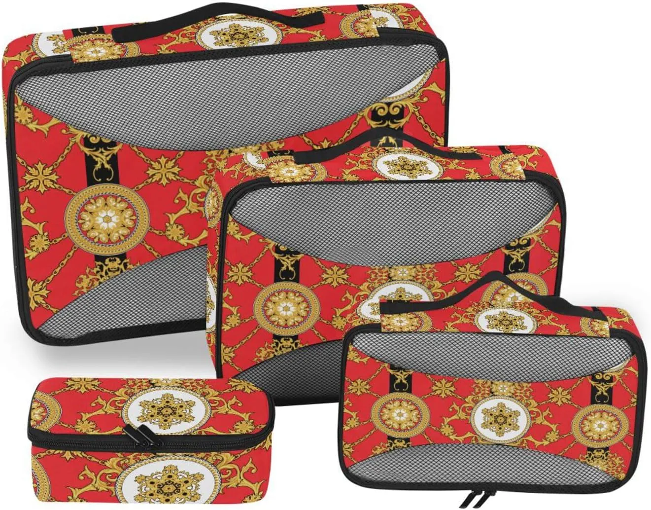 Packing Cubes for Suitcases Set of 4 Suitcase Organizer Bags Packing Cubes for Travel Women Packing Cube Elegant Arabesques and Chains