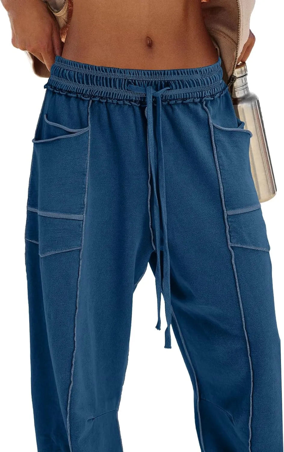 Panadila Womens Barrel Pants Drawstring Wide Leg Sweatpants Baggy Summer Lounge Pants Casual Beach Trousers
