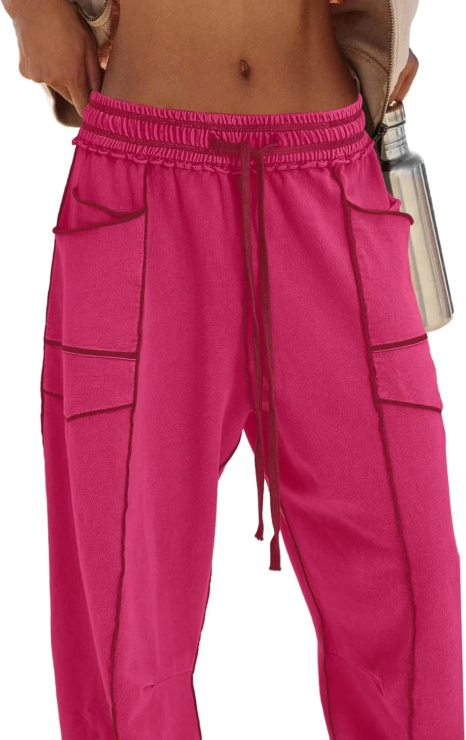 Panadila Womens Barrel Pants Drawstring Wide Leg Sweatpants Baggy Summer Lounge Pants Casual Beach Trousers