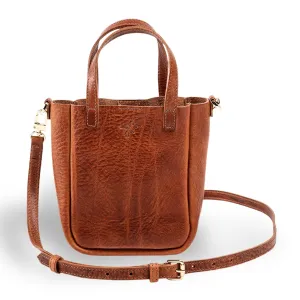PEGAI Premium Italian Leather Mini Tote Bag - Versatile Crossbody Bags For Women, Bucket, Sling & Shoulder Bag with Adjustable Detachable Strap | Bucky (Dark Brown, Italian Leather)