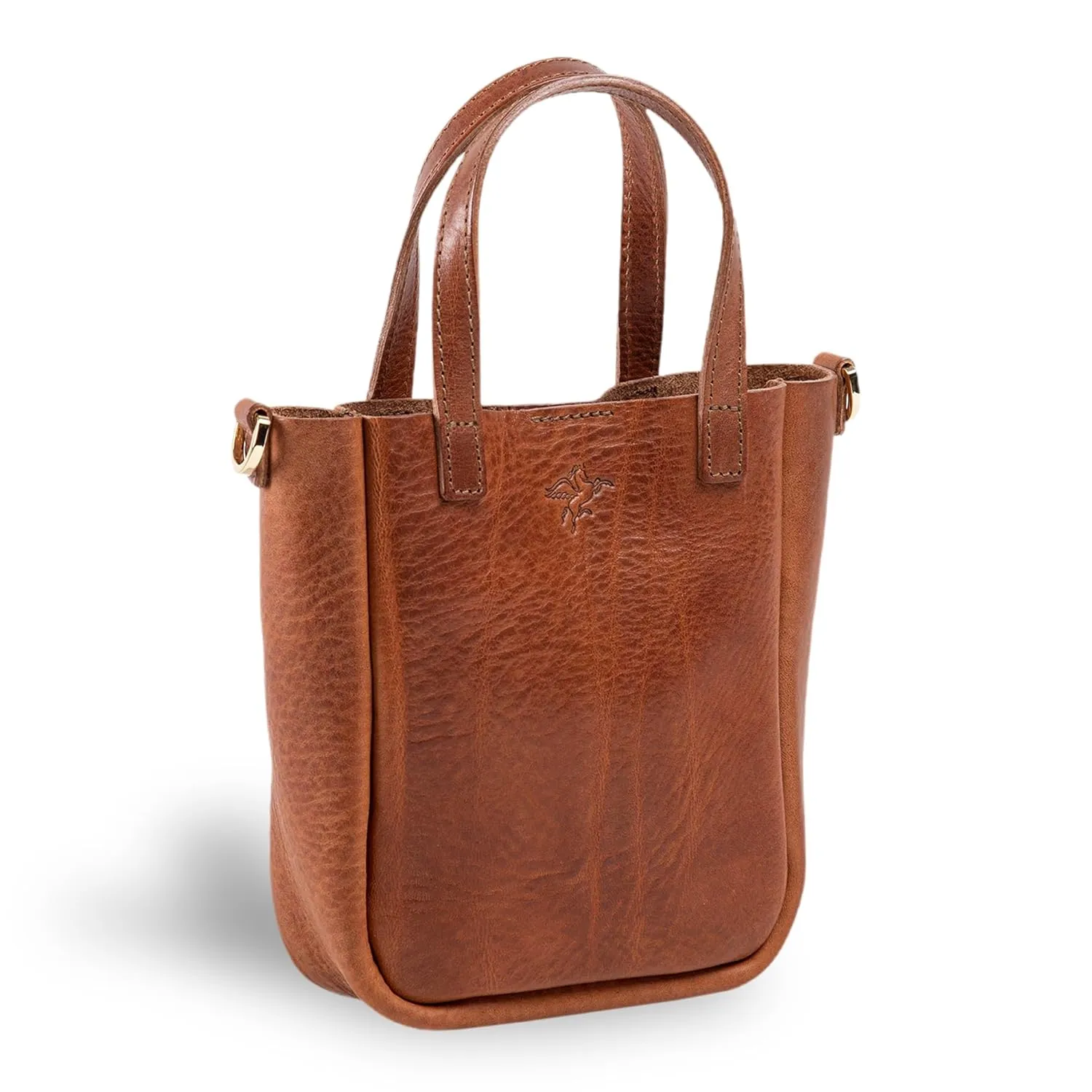 PEGAI Premium Italian Leather Mini Tote Bag - Versatile Crossbody Bags For Women, Bucket, Sling & Shoulder Bag with Adjustable Detachable Strap | Bucky (Dark Brown, Italian Leather)